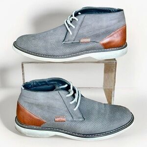 JF Leander J.Ferrar Men's  Chukka Boots size 7M Lace Up Gray Brown White
